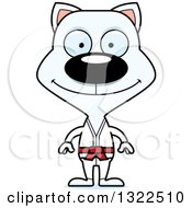 Poster, Art Print Of Cartoon Happy White Karate Cat