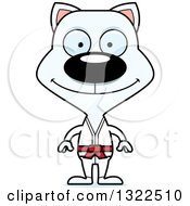 Clipart Of A Cartoon Happy White Karate Cat Royalty Free Vector Illustration