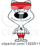 Clipart Of A Cartoon Happy White Cat Lifeguard Royalty Free Vector Illustration