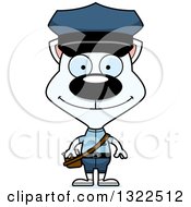 Clipart Of A Cartoon Happy White Cat Mailman Royalty Free Vector Illustration