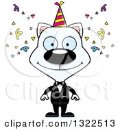 Poster, Art Print Of Cartoon Happy White Party Cat