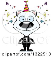 Clipart Of A Cartoon Happy White Party Cat Royalty Free Vector Illustration