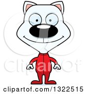 Poster, Art Print Of Cartoon Happy White Cat In Pajamas