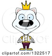 Clipart Of A Cartoon Happy White Cat Prince Royalty Free Vector Illustration