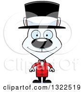 Cartoon Happy White Cat Circus Ringmaster