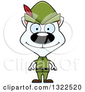 Clipart Of A Cartoon Happy White Cat Robin Hood Royalty Free Vector Illustration