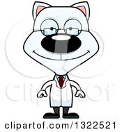 Poster, Art Print Of Cartoon Happy White Cat Scientist