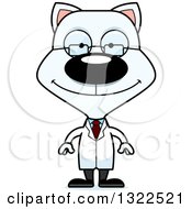 Clipart Of A Cartoon Happy White Cat Scientist Royalty Free Vector Illustration