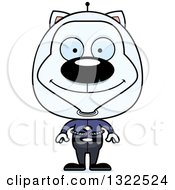 Poster, Art Print Of Cartoon Happy White Futuristic Space Cat