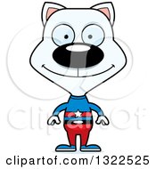 Poster, Art Print Of Cartoon Happy White Cat Super Hero