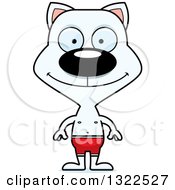 Clipart Of A Cartoon Happy White Cat Swimmer Royalty Free Vector Illustration