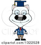 Poster, Art Print Of Cartoon Happy White Cat Professor