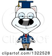 Clipart Of A Cartoon Happy White Cat Professor Royalty Free Vector Illustration