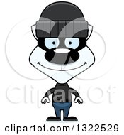 Clipart Of A Cartoon Happy White Cat Robber Royalty Free Vector Illustration