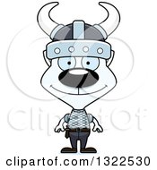 Clipart Of A Cartoon Happy White Cat Viking Royalty Free Vector Illustration