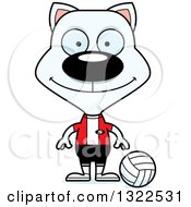 Clipart Of A Cartoon Happy White Cat Volleyball Player Royalty Free Vector Illustration