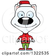 Poster, Art Print Of Cartoon Happy White Cat Christmas Elf