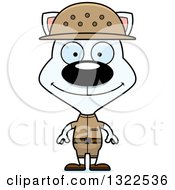 Clipart Of A Cartoon Happy White Cat Zookeeper Royalty Free Vector Illustration