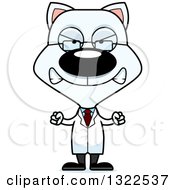 Poster, Art Print Of Cartoon Mad White Cat Scientist