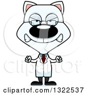 Clipart Of A Cartoon Mad White Cat Scientist Royalty Free Vector Illustration