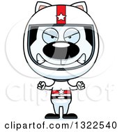 Poster, Art Print Of Cartoon Mad White Cat Race Car Driver