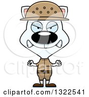 Clipart Of A Cartoon Mad White Cat Zookeeper Royalty Free Vector Illustration