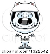 Clipart Of A Cartoon Mad White Cat Astronaut Royalty Free Vector Illustration
