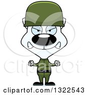 Clipart Of A Cartoon Mad White Cat Army Soldier Royalty Free Vector Illustration