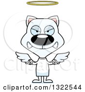 Clipart Of A Cartoon Mad White Angel Cat Royalty Free Vector Illustration