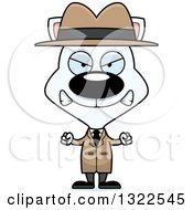 Poster, Art Print Of Cartoon Mad White Cat Detective