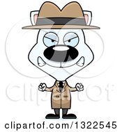 Clipart Of A Cartoon Mad White Cat Detective Royalty Free Vector Illustration