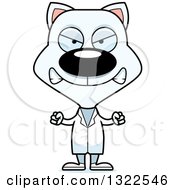 Poster, Art Print Of Cartoon Mad White Cat Doctor Or Veterinarian