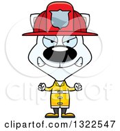 Clipart Of A Cartoon Mad White Cat Firefighter Royalty Free Vector Illustration