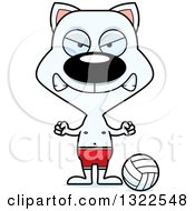 Clipart Of A Cartoon Mad White Cat Beach Volleyball Player Royalty Free Vector Illustration