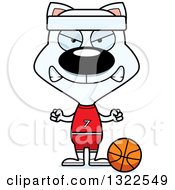 Clipart Of A Cartoon Mad White Cat Basketball Player Royalty Free Vector Illustration
