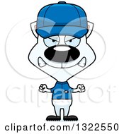 Clipart Of A Cartoon Mad White Cat Baseball Player Royalty Free Vector Illustration