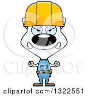 Poster, Art Print Of Cartoon Mad White Cat Construction Worker