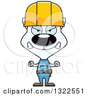 Clipart Of A Cartoon Mad White Cat Construction Worker Royalty Free Vector Illustration