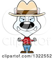 Clipart Of A Cartoon Mad White Cat Cowboy Royalty Free Vector Illustration