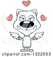 Clipart Of A Cartoon Mad White Cat Cupid Royalty Free Vector Illustration by Cory Thoman