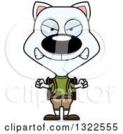 Clipart Of A Cartoon Mad White Cat Hiker Royalty Free Vector Illustration