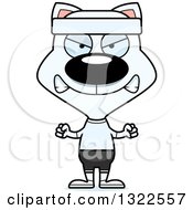 Poster, Art Print Of Cartoon Mad White Fitness Cat