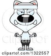 Clipart Of A Cartoon Mad White Fitness Cat Royalty Free Vector Illustration