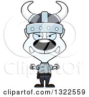 Clipart Of A Cartoon Mad White Cat Viking Royalty Free Vector Illustration