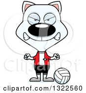 Clipart Of A Cartoon Mad White Cat Volleyball Player Royalty Free Vector Illustration