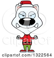 Poster, Art Print Of Cartoon Mad White Cat Christmas Elf