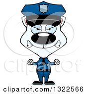 Clipart Of A Cartoon Mad White Cat Police Officer Royalty Free Vector Illustration