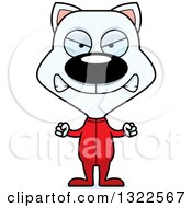 Clipart Of A Cartoon Mad White Cat In Pajamas Royalty Free Vector Illustration