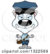 Clipart Of A Cartoon Mad White Cat Mailman Royalty Free Vector Illustration