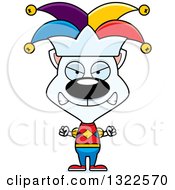 Clipart Of A Cartoon Mad White Jester Cat Royalty Free Vector Illustration